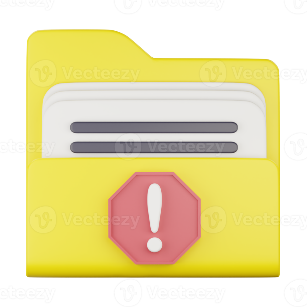 3d warning system folder icon illustration png