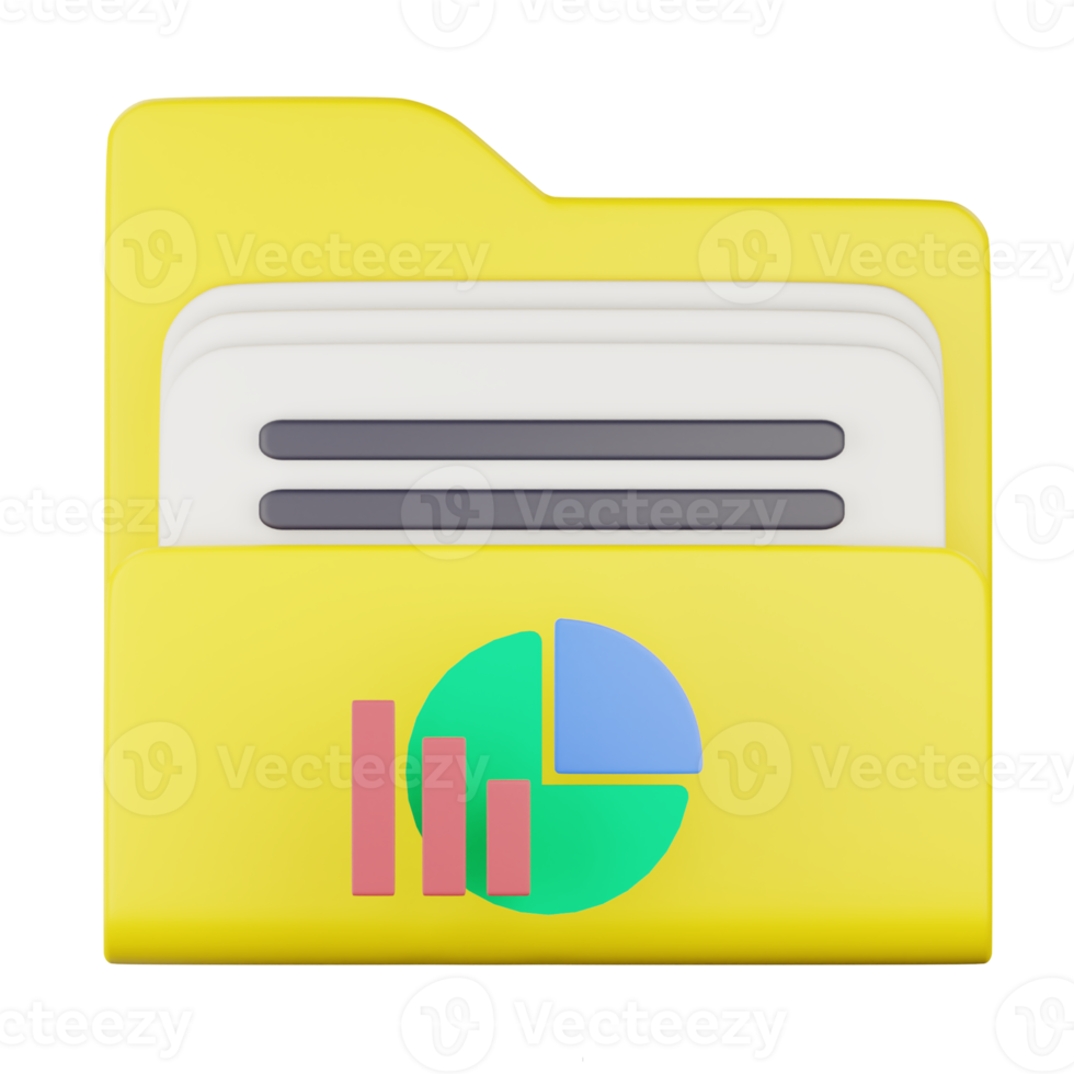 3d chart folder icon illustration png