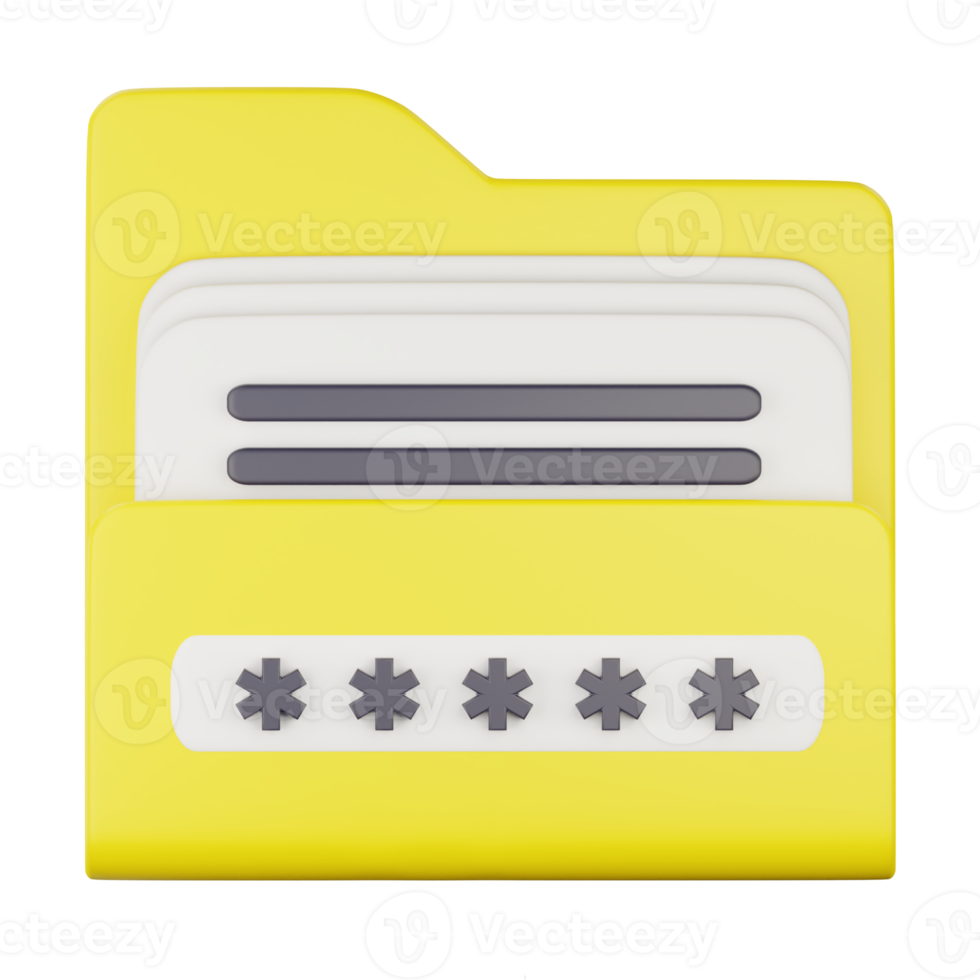 dossier 3d protégé par l'icône de mot de passe png
