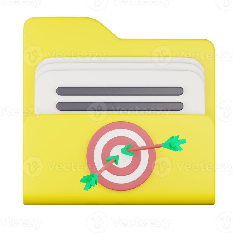 3d target marketing folder icon illustration png