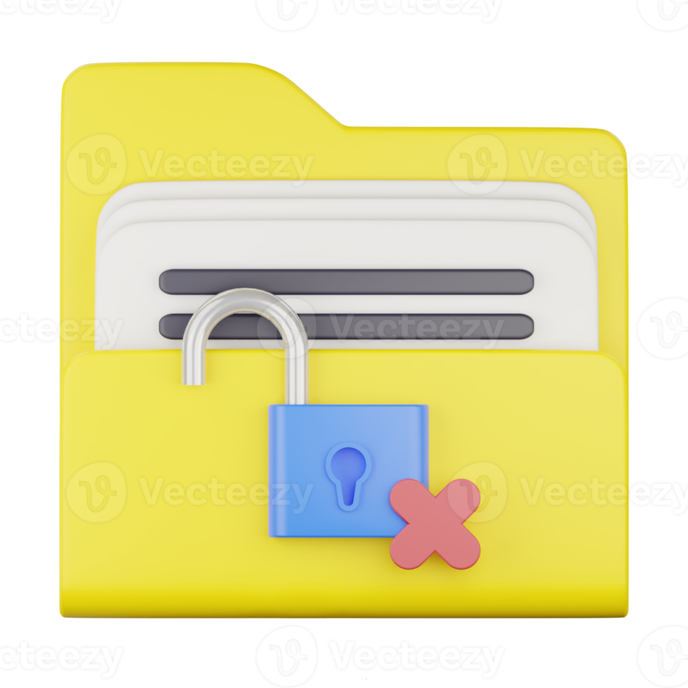 3d unsecure folder lock icon png
