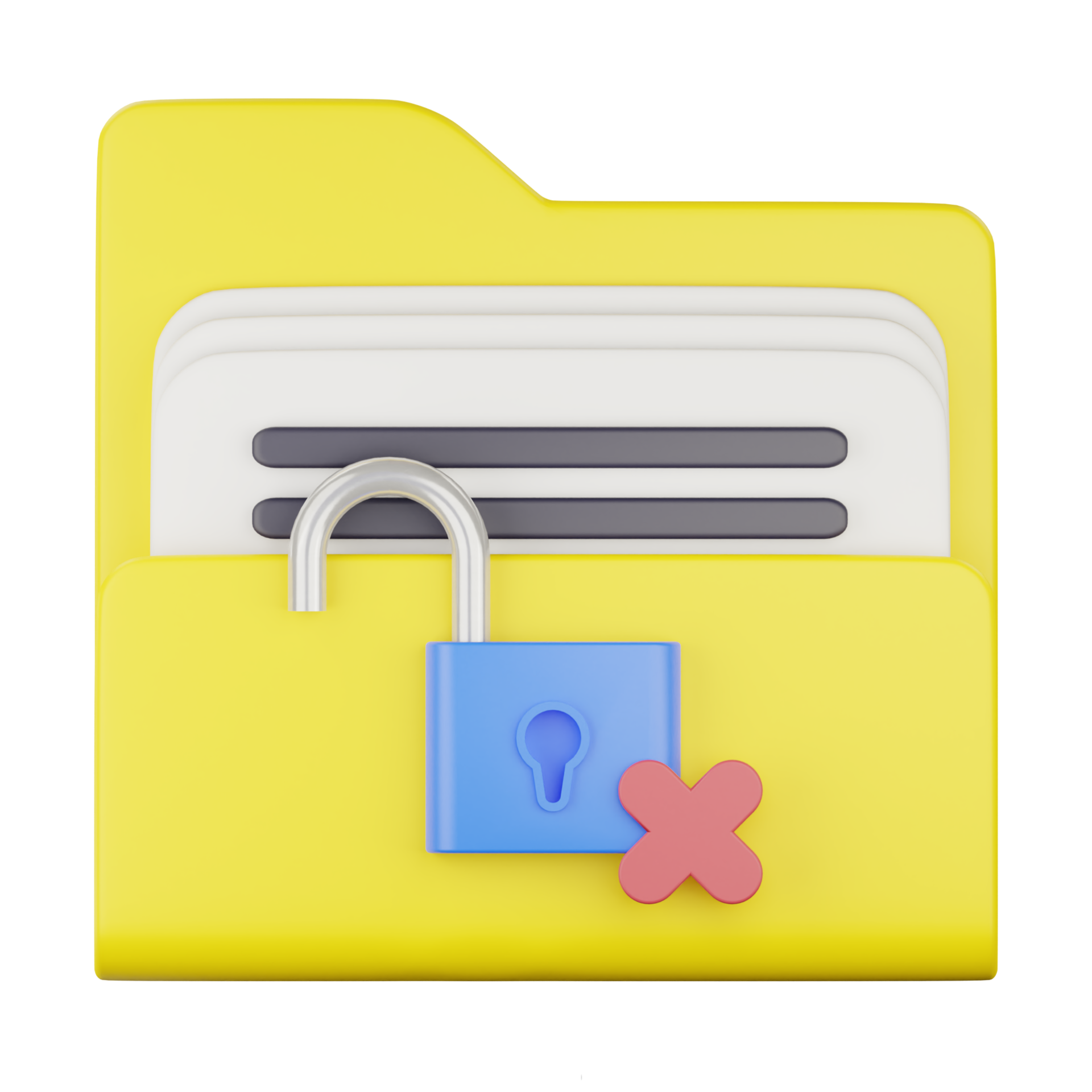 3d unsecure folder lock icon 16407461 PNG