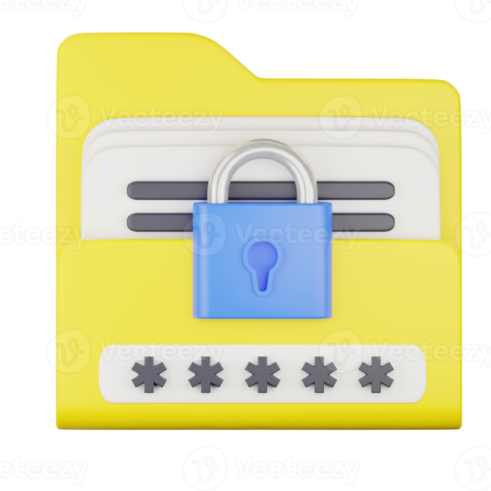 3d folder lock with password icon png