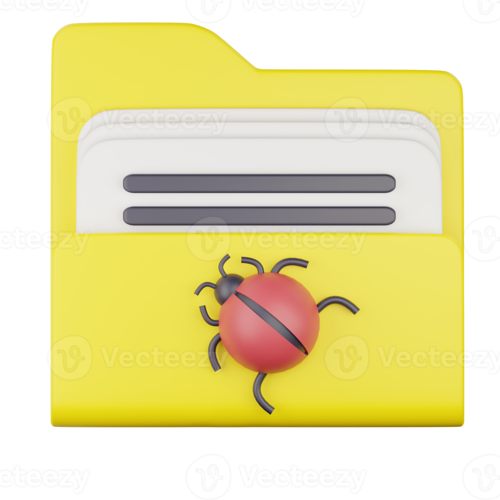 3d folder with bug icon png