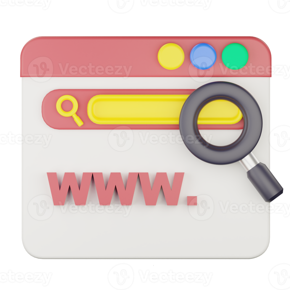 3d website search icon illustration png