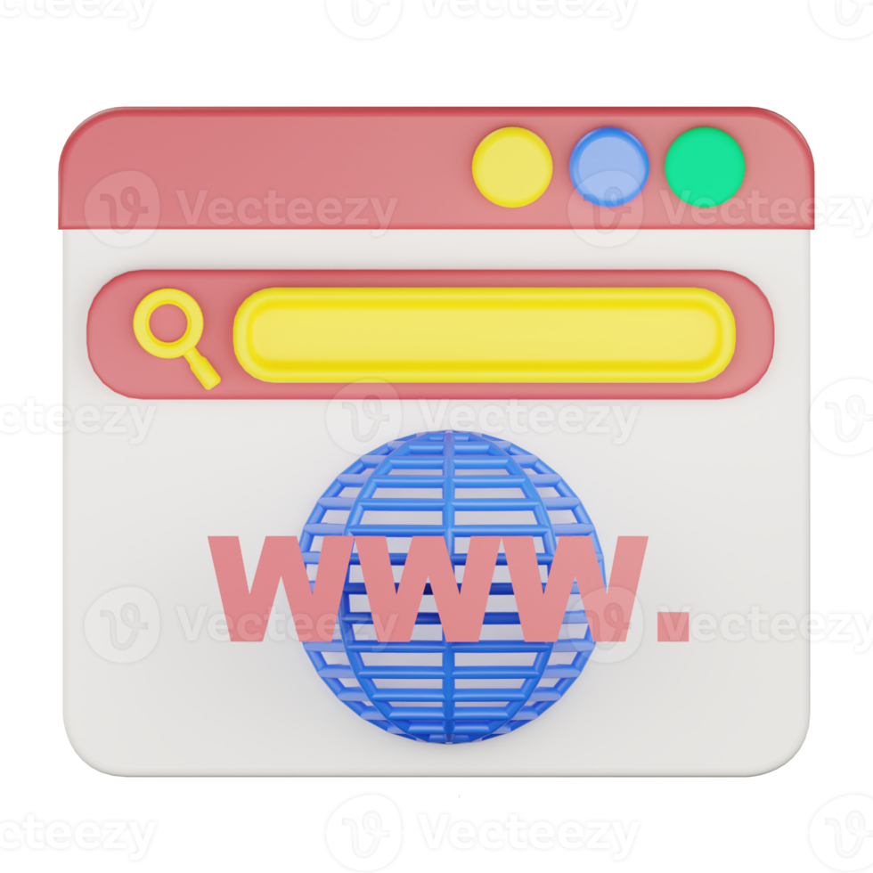 ilustración de icono de búsqueda de sitio web 3d png