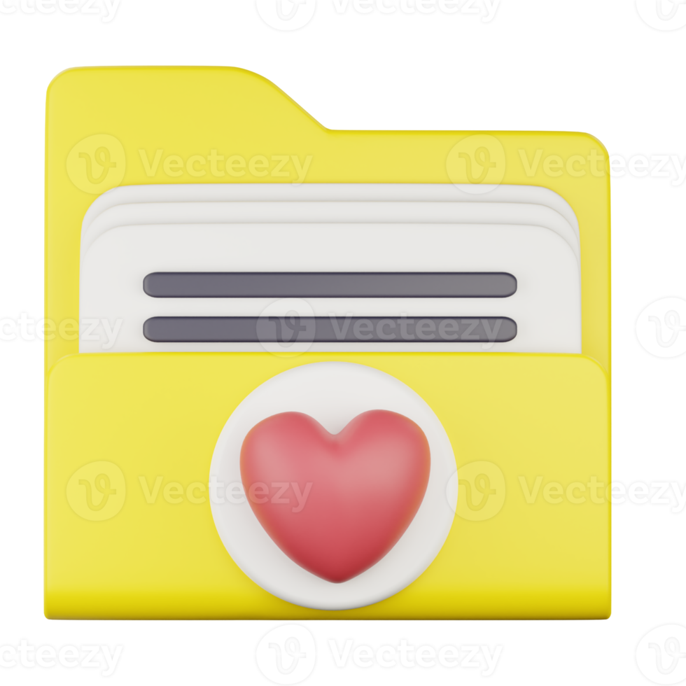 3d love folder icon illustration png