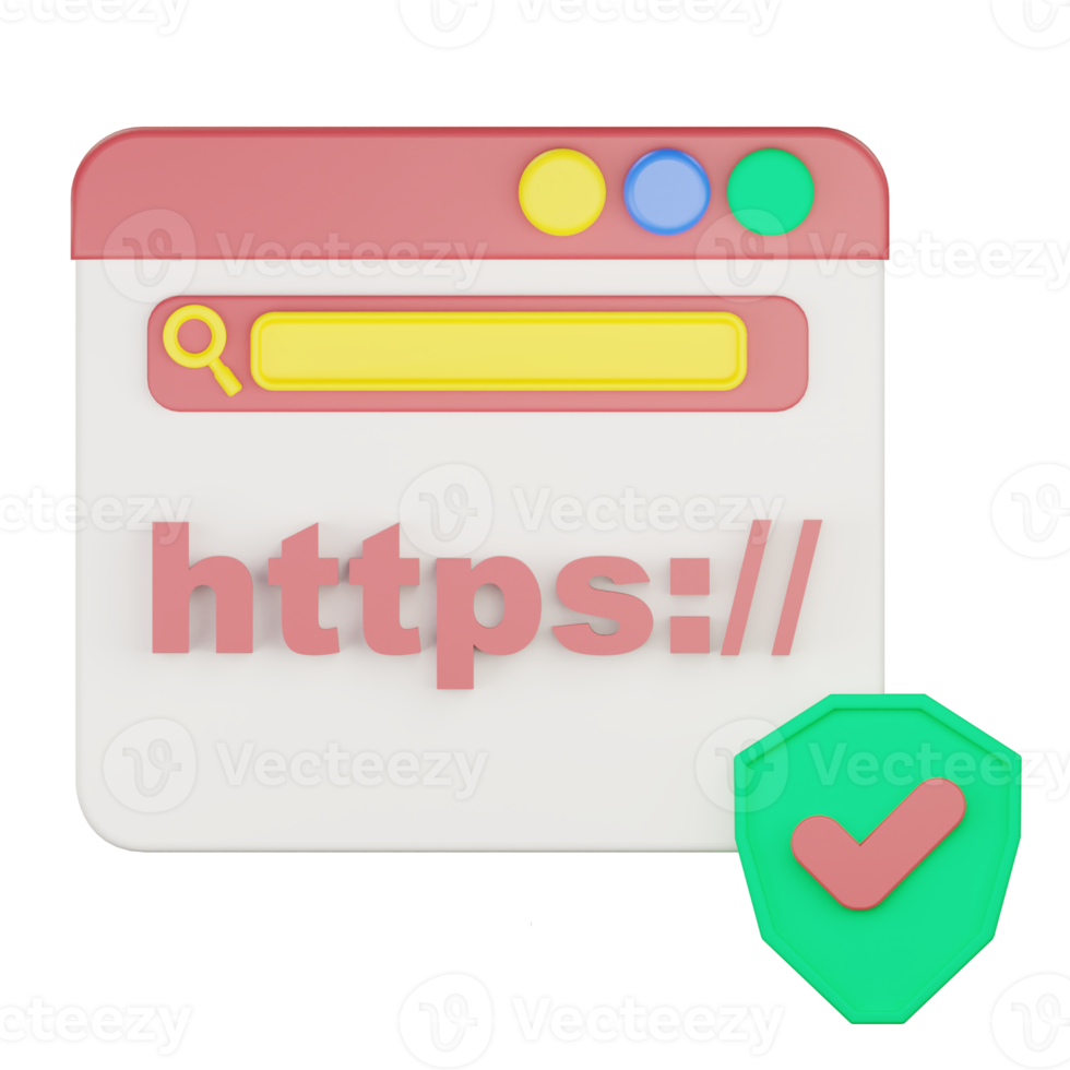 3d https website page save security icon illustration png