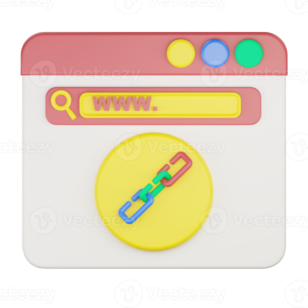 3d sito web pagina collegamento icona illustrazione png