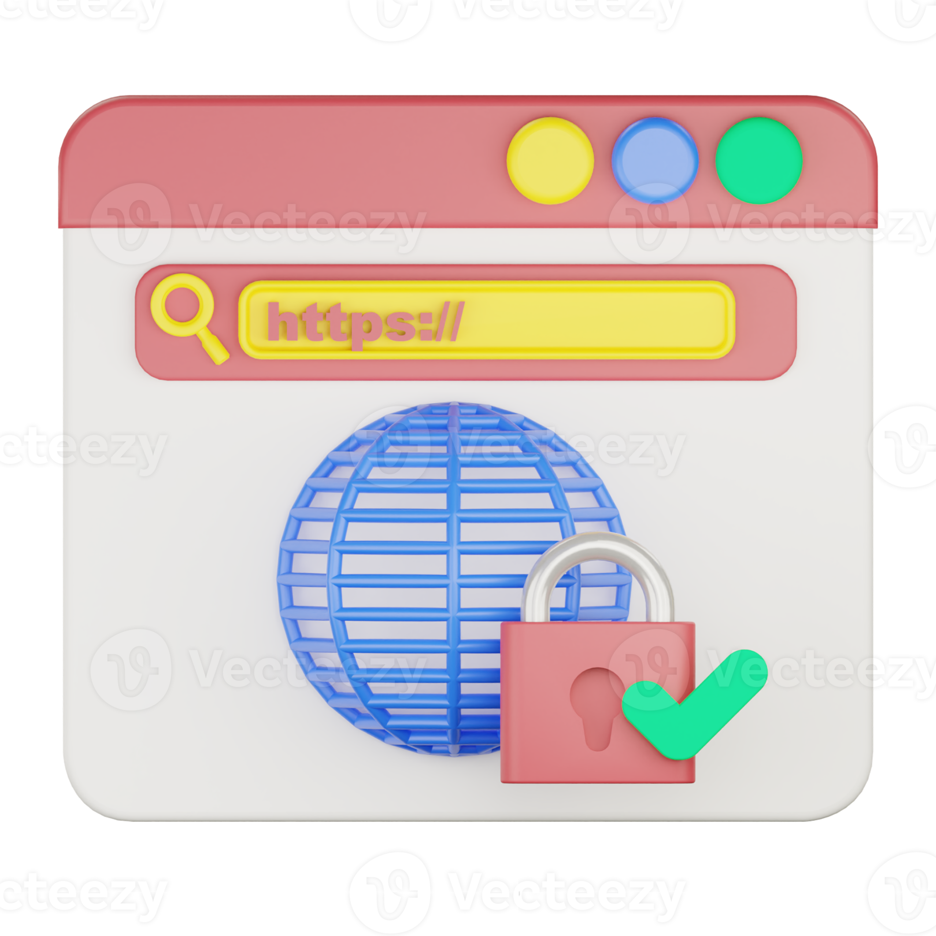 3d https protected website icon illustration 16407492 PNG
