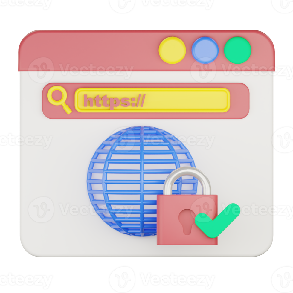 3D-https-geschützte Website-Symboldarstellung png
