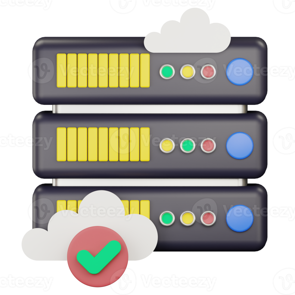 3d connected server icon illustration png