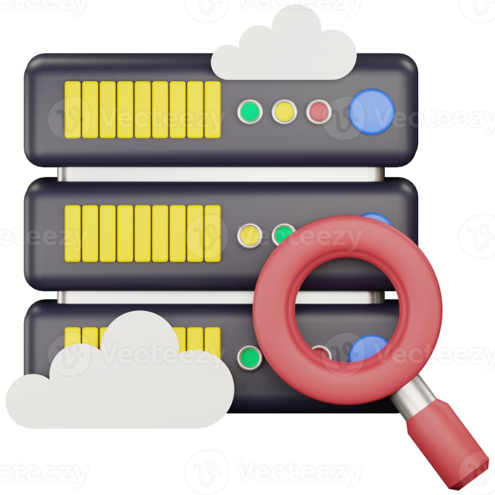 3d search cloud server icon illustration png