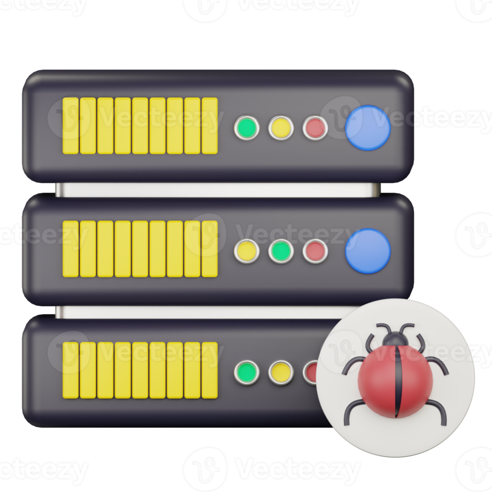 illustration d'icône de bogue de serveur 3d png