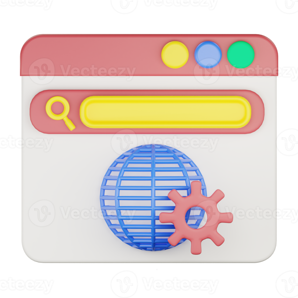 3d webpage setting icon illustration png