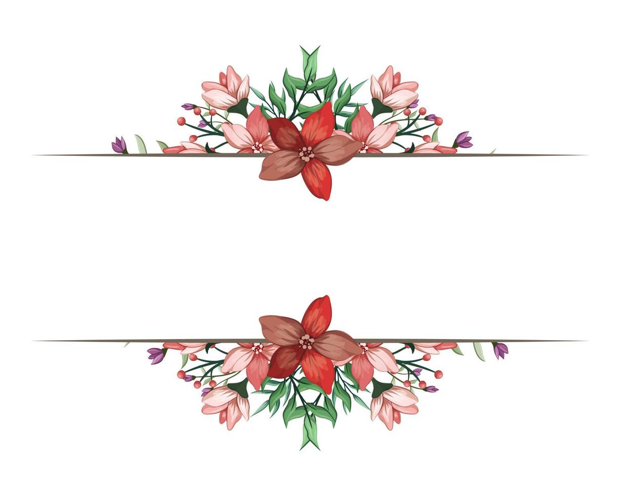 Set Botanic Blossom Floral Elements. Bloom Foliage vector
