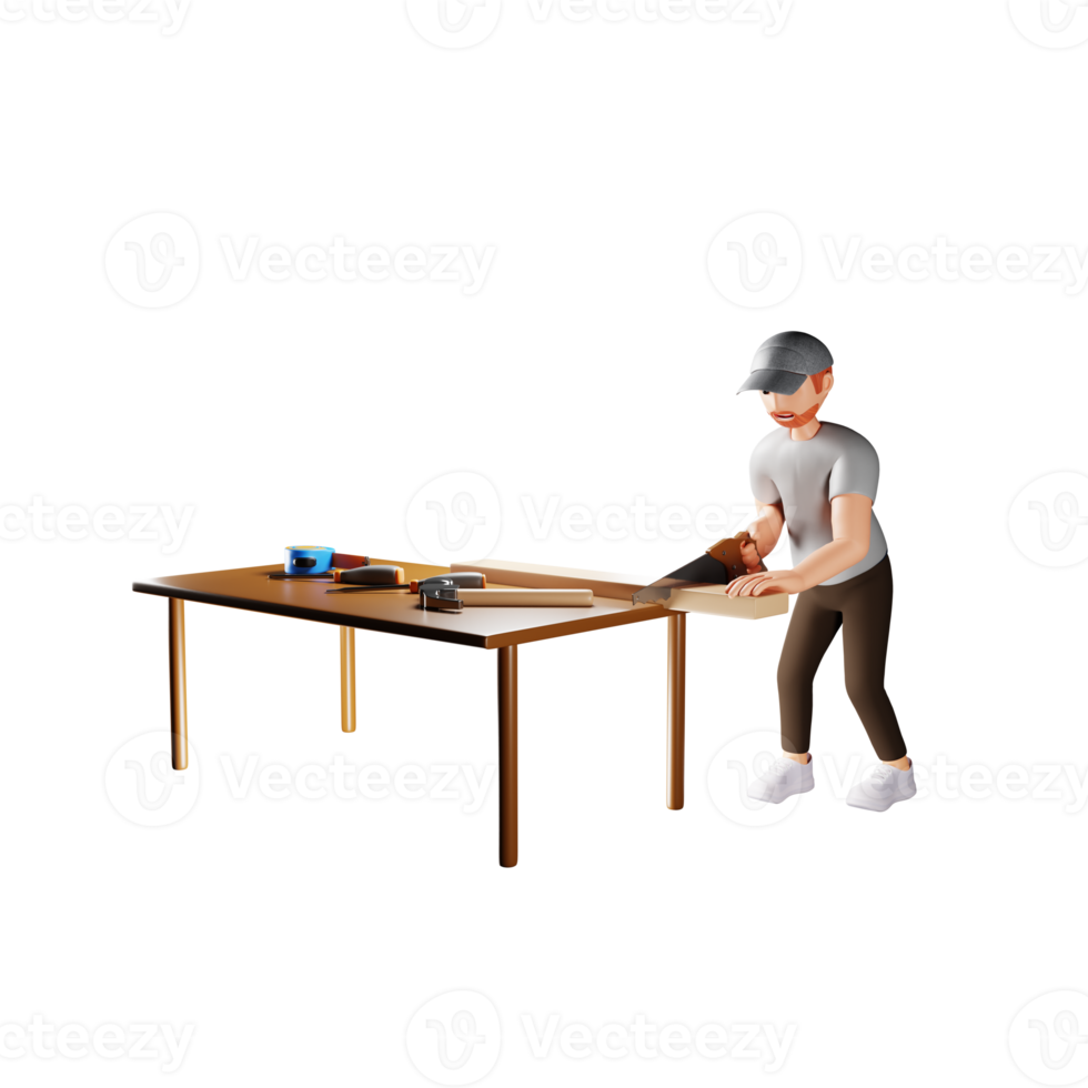 Male Carpenter 3D Character Illustration png