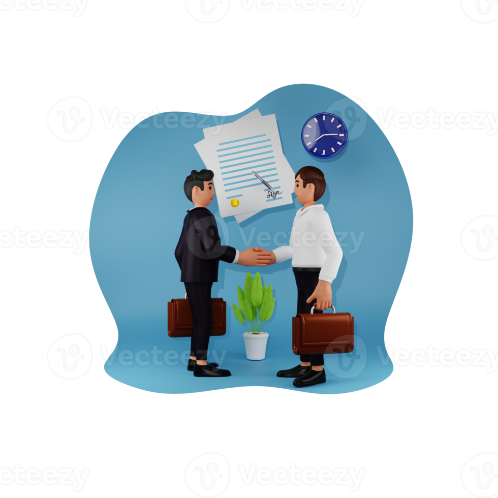 Business Contract 3D Character Illustration png