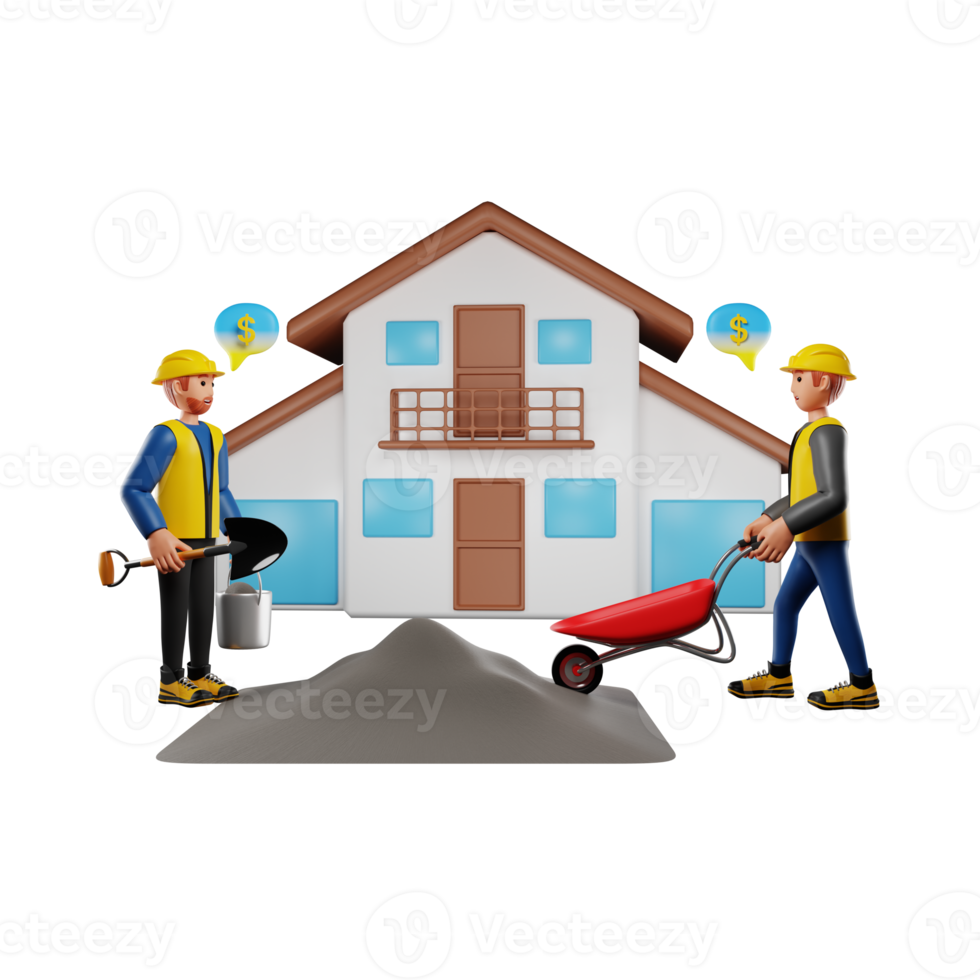 Male Construction Worker 3D Character illustration png