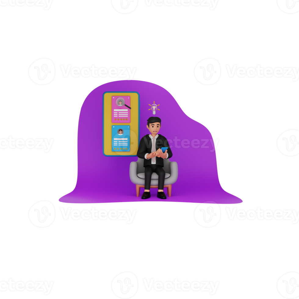 Job Recruitment Application 3D Character Illustration png