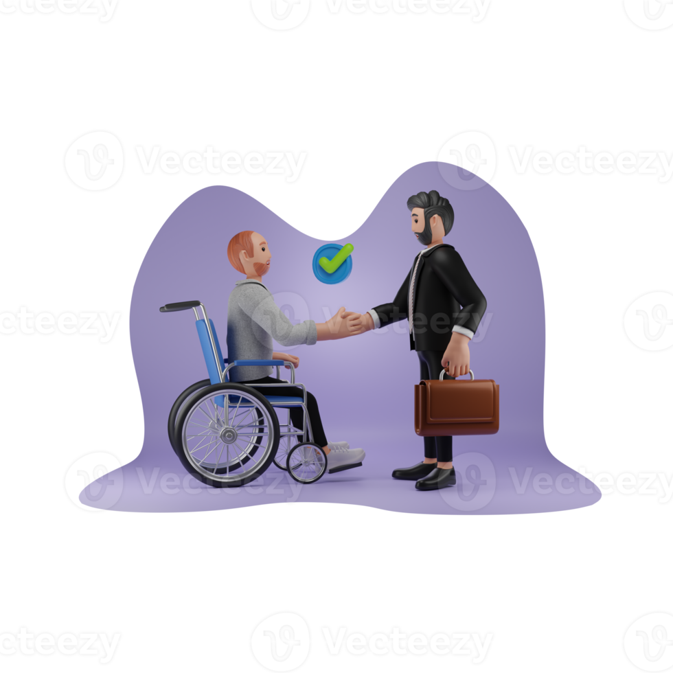 illustration de personnage 3d emploi handicap png