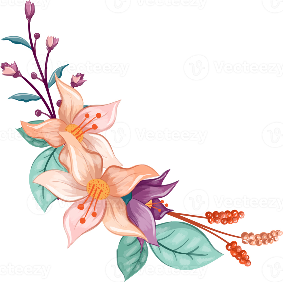 Orange Flower Arrangement with watercolor style png