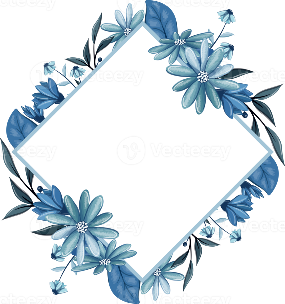 buquê floral azul com aquarela png