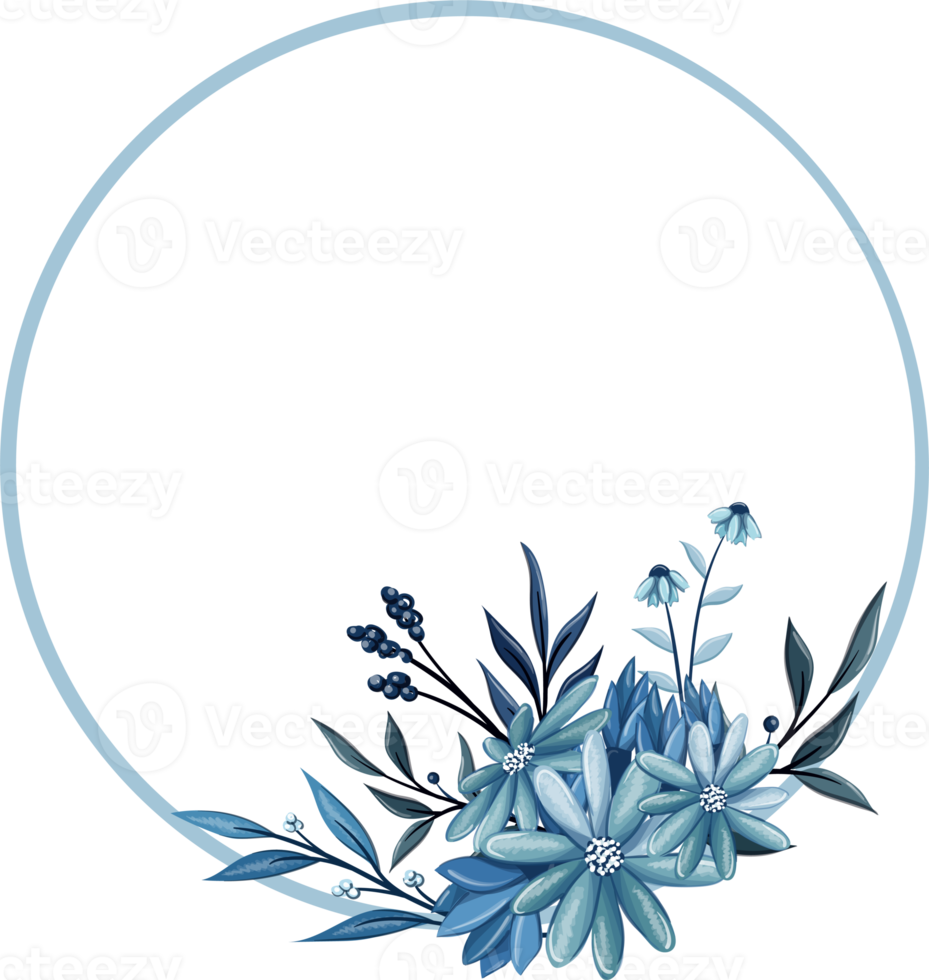 Blue Floral Bouquet With Watercolor png