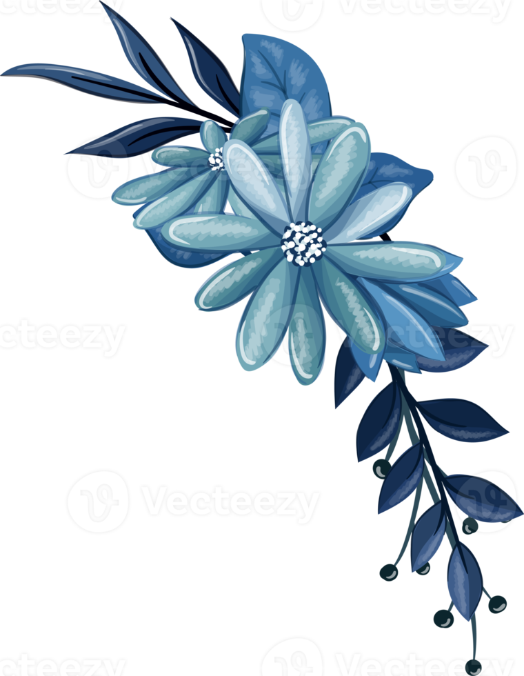 Blue Floral Bouquet With Watercolor png