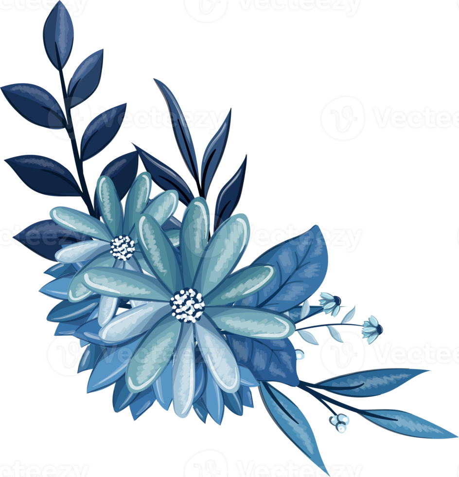 Blue Floral Bouquet With Watercolor png