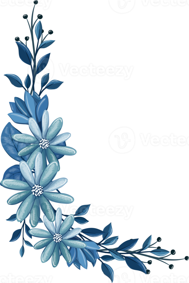 Blue Floral Bouquet With Watercolor png