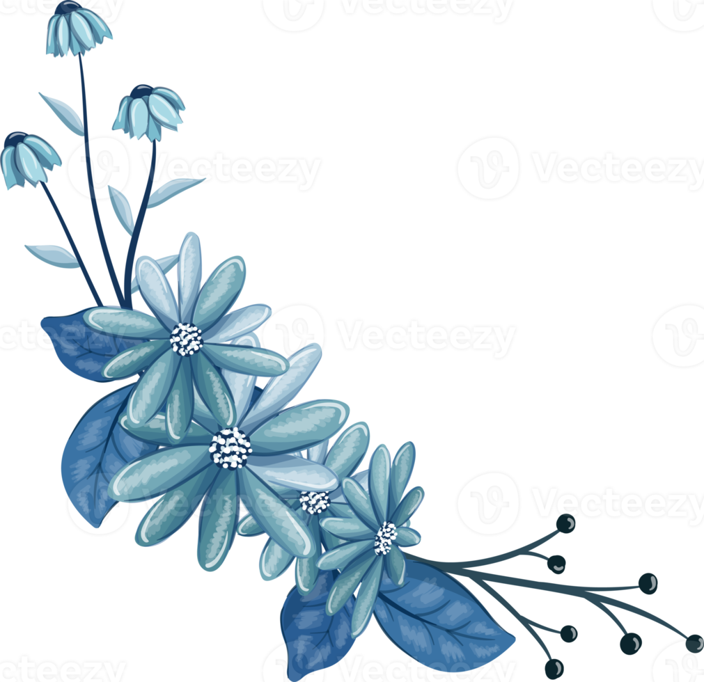Blue Floral Bouquet With Watercolor png