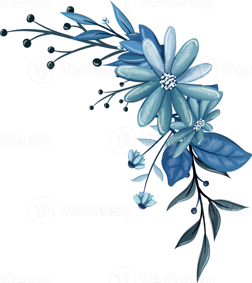 Blue Floral Bouquet With Watercolor png