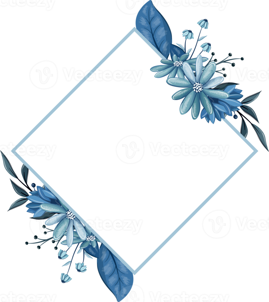 bouquet floral bleu à l'aquarelle png