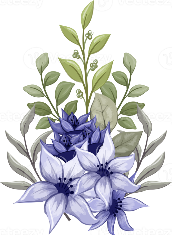 Purple Floral Bouquet With Watercolor png