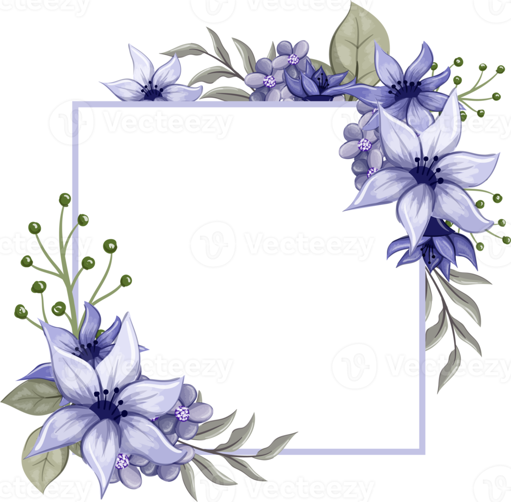 ramo floral morado con acuarela png