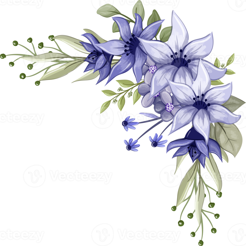 Purper bloemen boeket met waterverf png