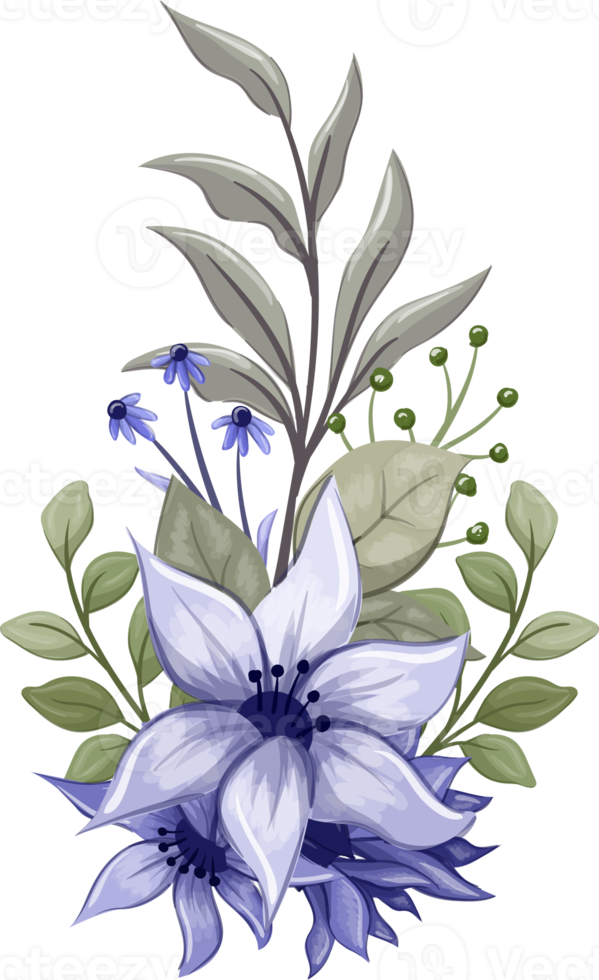 viola floreale mazzo con acquerello png