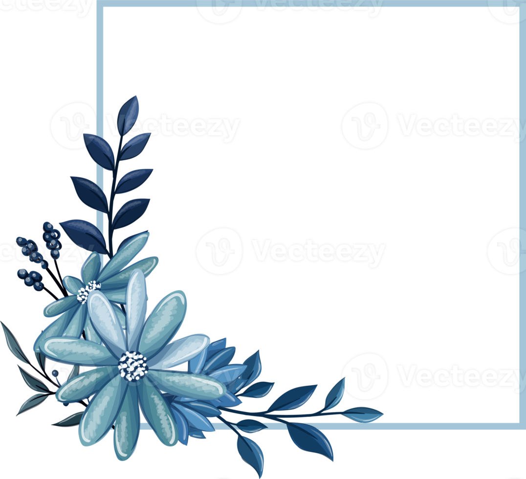 blauw bloemen boeket met waterverf png