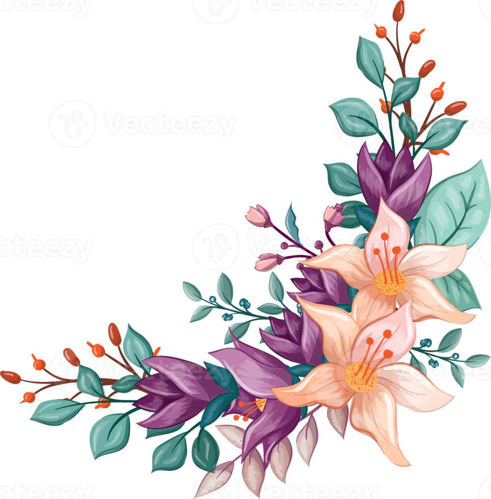 orange blomma arrangemang med vattenfärg stil png