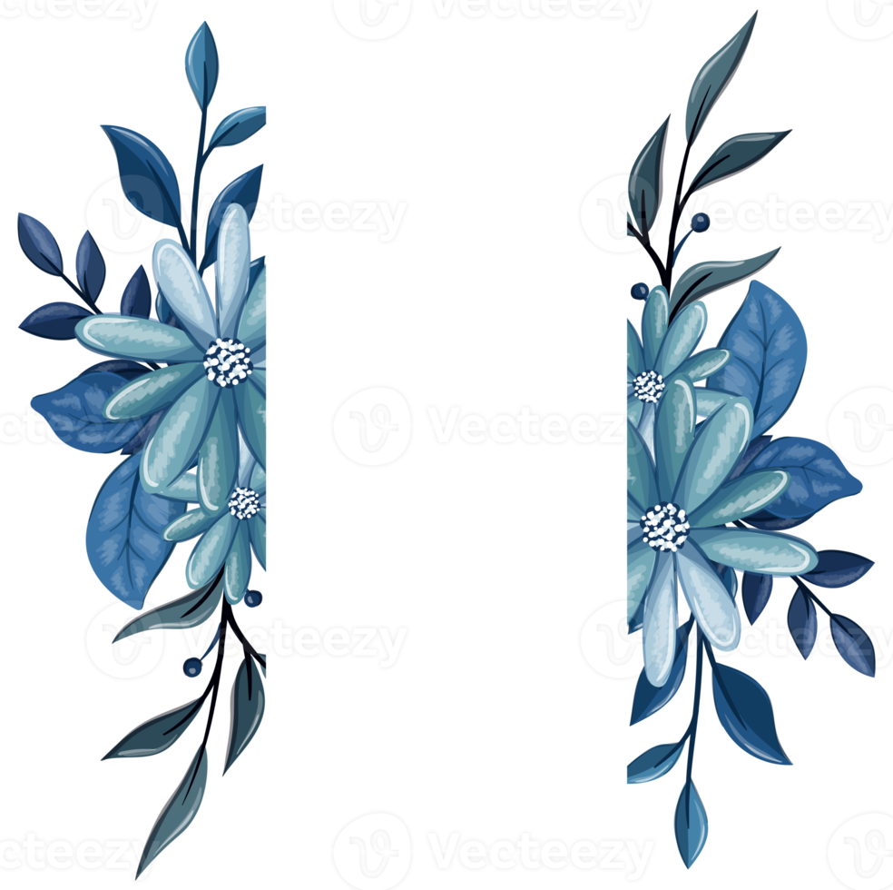 blauw bloemen boeket met waterverf png