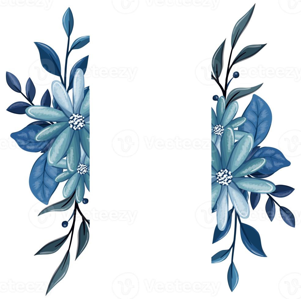 bouquet floral bleu à l'aquarelle png