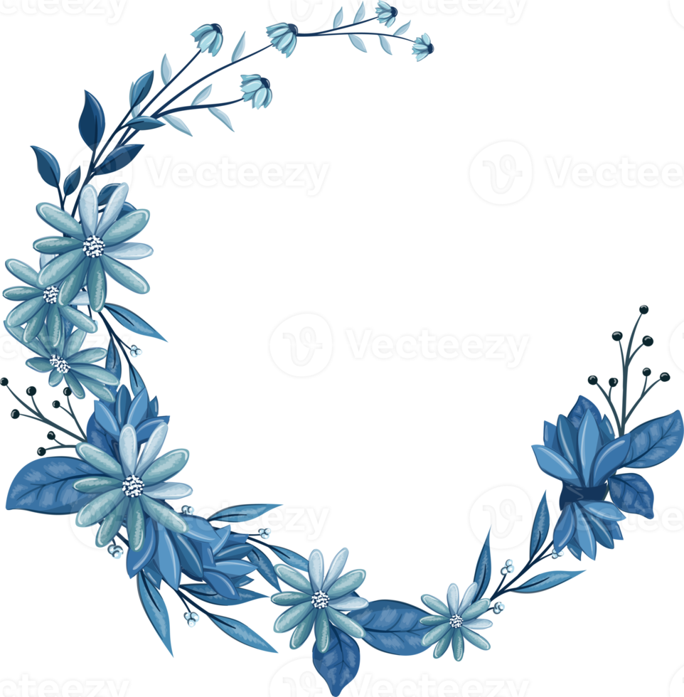 bouquet floral bleu à l'aquarelle png