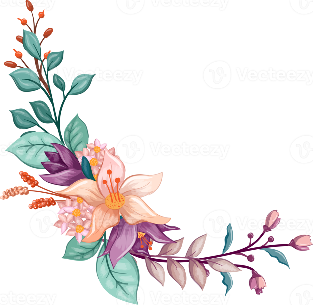 Orange Flower Arrangement with watercolor style png