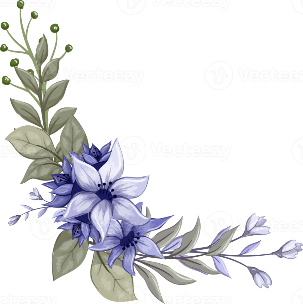 viola floreale mazzo con acquerello png