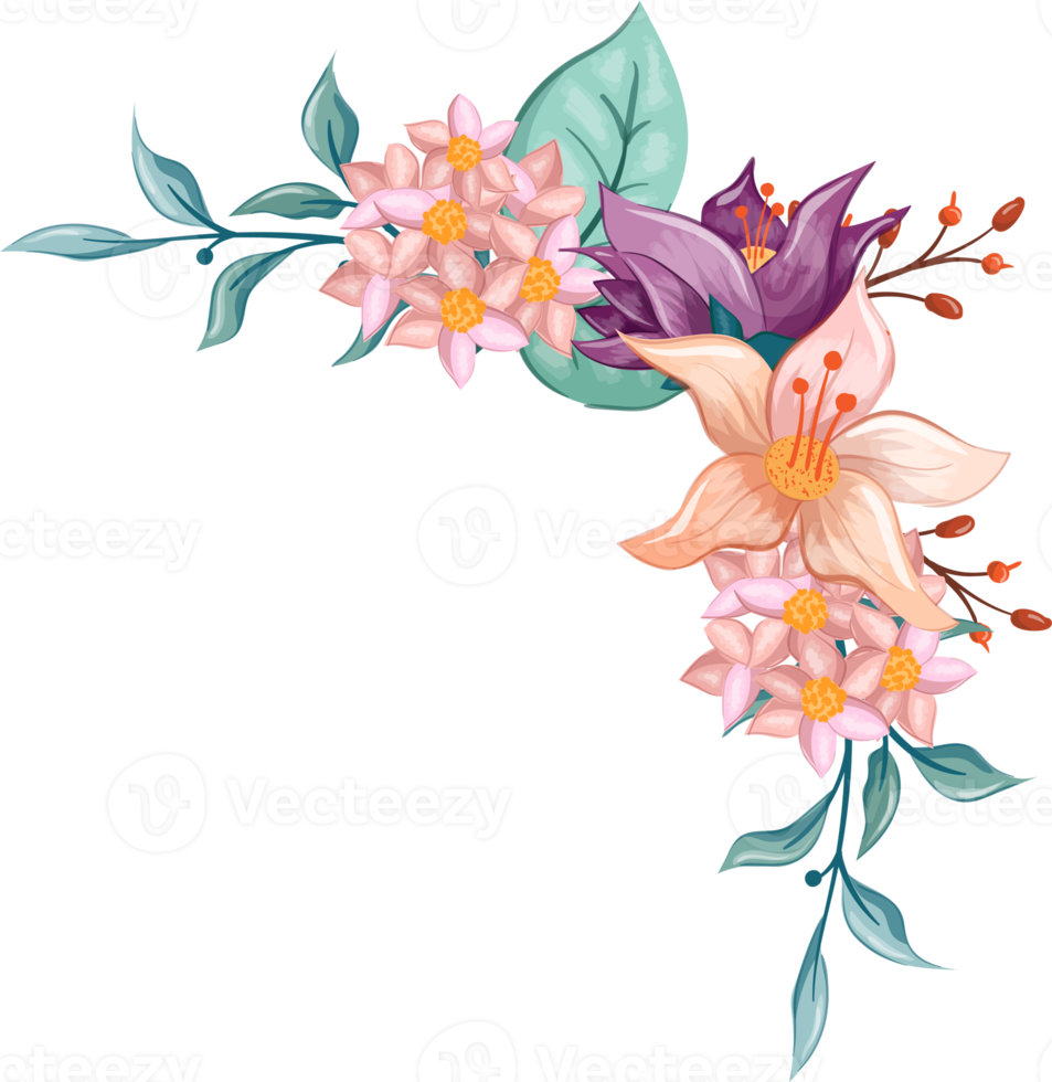 Orange Flower Arrangement with watercolor style png