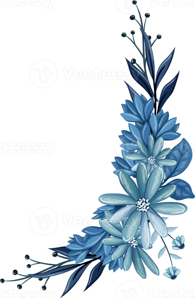 Blue Floral Bouquet With Watercolor png