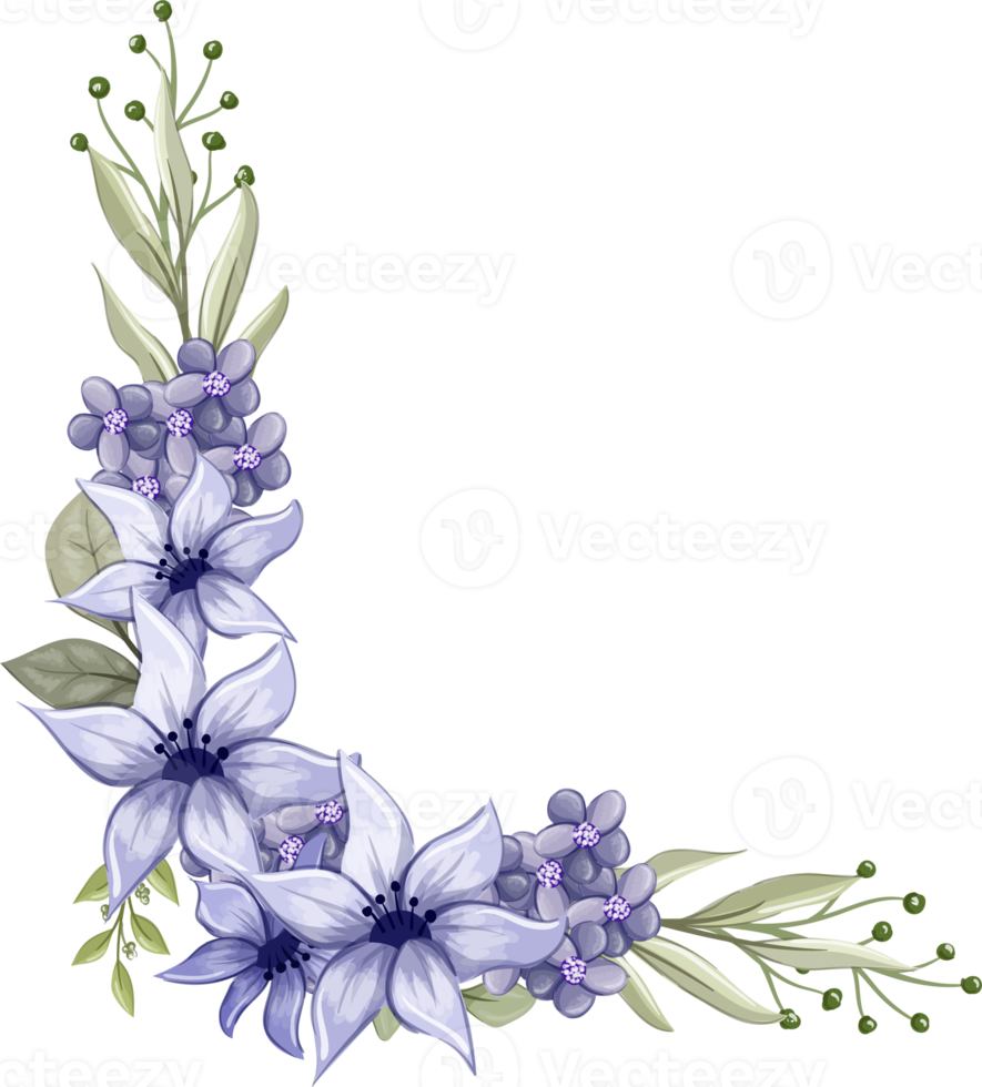 Purper bloemen boeket met waterverf png