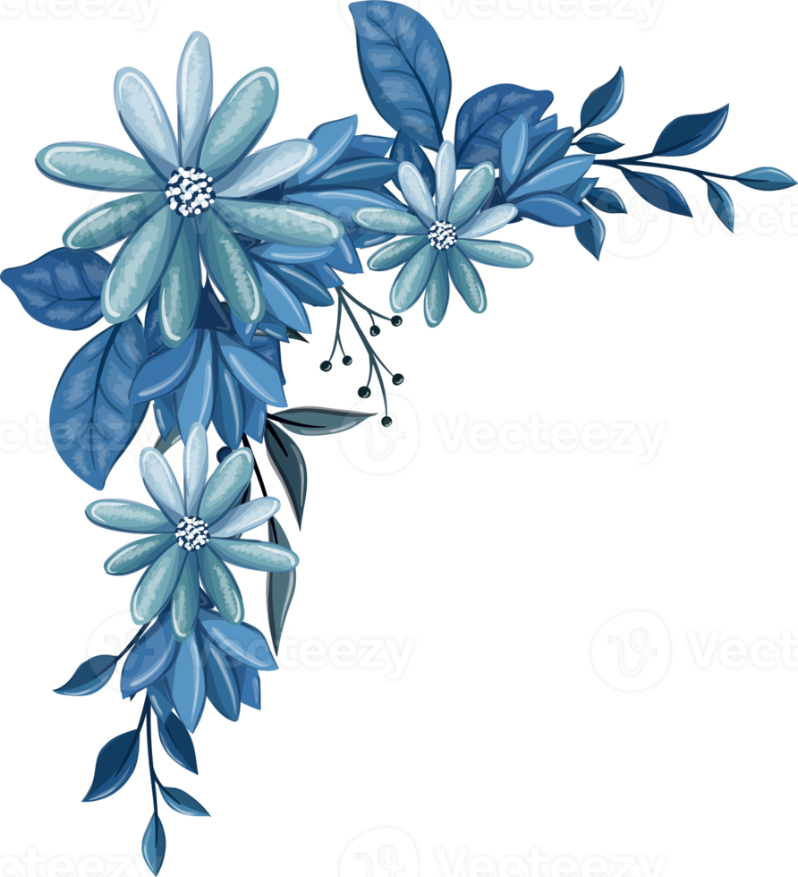 Blue Floral Bouquet With Watercolor png