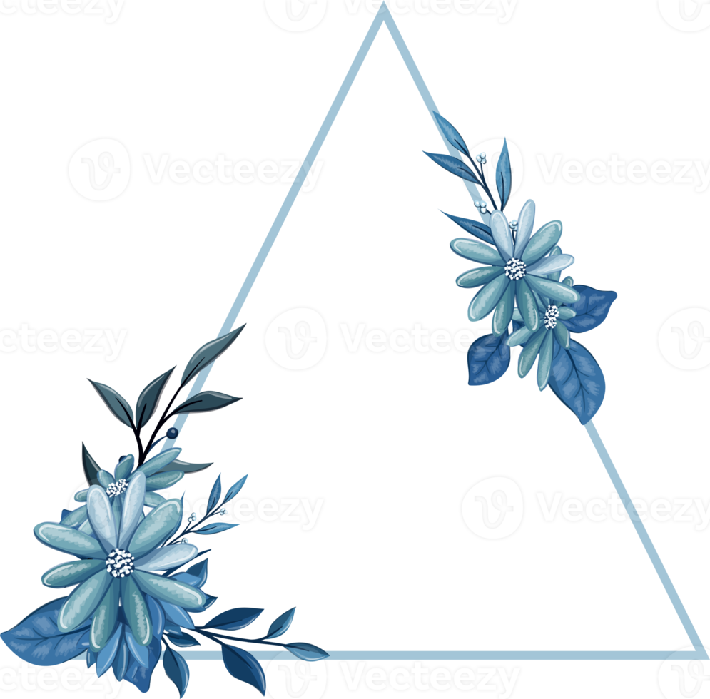 blauw bloemen boeket met waterverf png